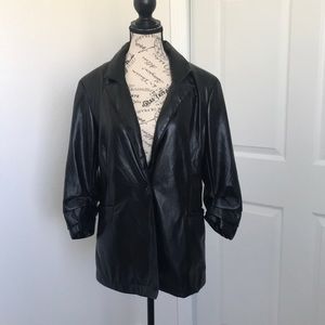 Rachel Zoe Black ruched sleeves blazer
